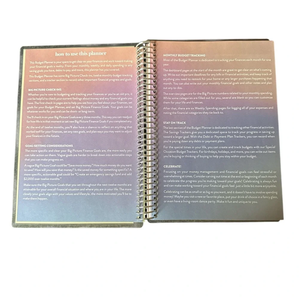 New Erin Condren A5 Undated Budget Planner Tie Dye Stripes